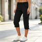 Pantalon cargo capri taille haute pour femme