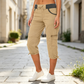 Pantalon cargo capri taille haute pour femme