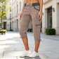 Pantalon cargo capri taille haute pour femme