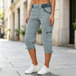 Pantalon cargo capri taille haute pour femme