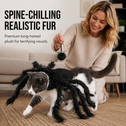 Costume d'Halloween d'araignée pour animaux de compagnie : tenue effrayante en peluche pour chien ou chat