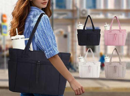 💕 Promotion Spéciale -50% 🎁 Sac Cabas Matelassé Wandering Nature avec Porte-Gobelet, Compartiment pour Ordinateur Portable & Passe-Sangle pour Valise – Idéal Voyage, Travail, Infirmières, Femmes