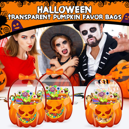 Sacs à surprises transparents en forme de citrouille pour Halloween