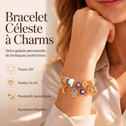Bracelet à breloques célestes soleil et lune