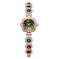 Montre élégante pour femme avec lunette florale ornée de strass