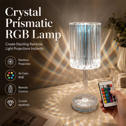 Lampe de table en cristal acrylique rose avec fonction tactile