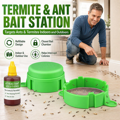 Station d'appât réutilisable pour fourmis et termites en extérieur