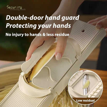 🎉Coupe-légumes et râpe 4-en-1🥗  Protecteur de mains « Dual-Guard » avec 4 lames tranchantes🔪