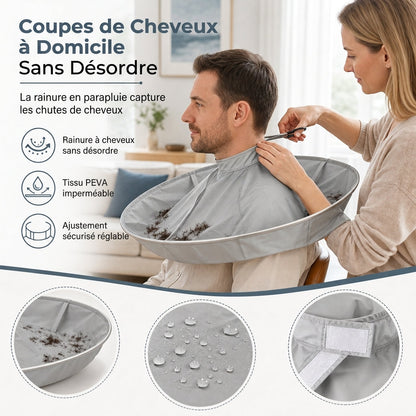 ✂️✨ Cape de coiffure avec filet à cheveux – Pour éviter que les cheveux coupés ne tombent sur les vêtements et le sol