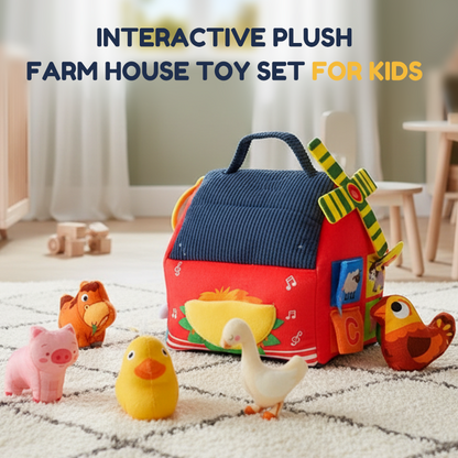Ensemble interactif de jouets en peluche représentant une ferme pour enfants