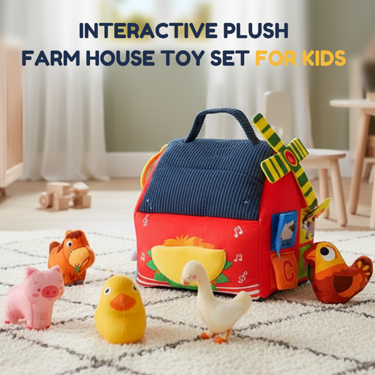 Ensemble interactif de jouets en peluche représentant une ferme pour enfants