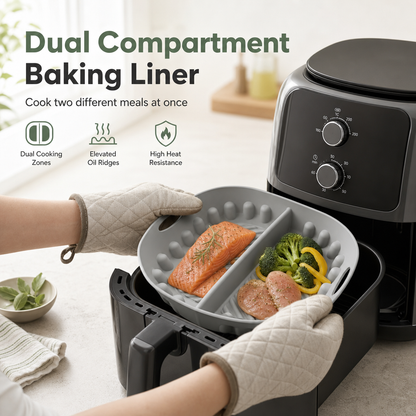 Tapis en silicone réutilisable à compartiments pour friteuse à air chaud