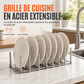 📢📢40% DE RÉDUCTION !! ⏰ Étagère de cuisine extensible en inox – Fini les plans de travail encombrés et les placards en désordre – Rails ajustables, gain de place vertical, anti-rouille – Idéal pour tiroirs standard 🔧