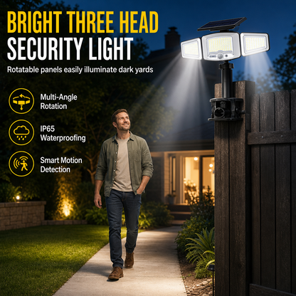 Lampe solaire à 3 têtes avec détecteur de mouvement