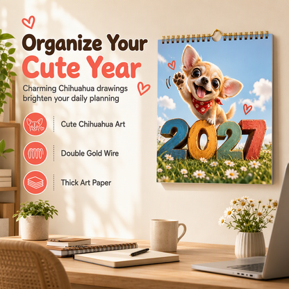 🐕 50% DE RÉDUCTION! 🗓️ Calendrier Chihuahua 12 mois – Mignon & mural ✨