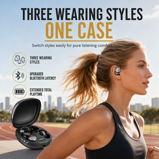 🏆 Super offre – 50 % DE RÉDUCTION 🎧 Écouteurs Bluetooth 3-en-1 – 6 embouts, pince d'oreille et écouteurs intra-auriculaires, réduction du bruit