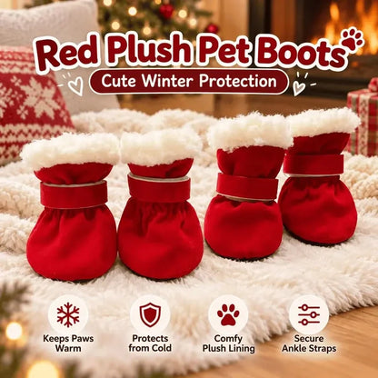Bottes d'hiver chaudes pour chiens, avec doublure en peluche toute douce