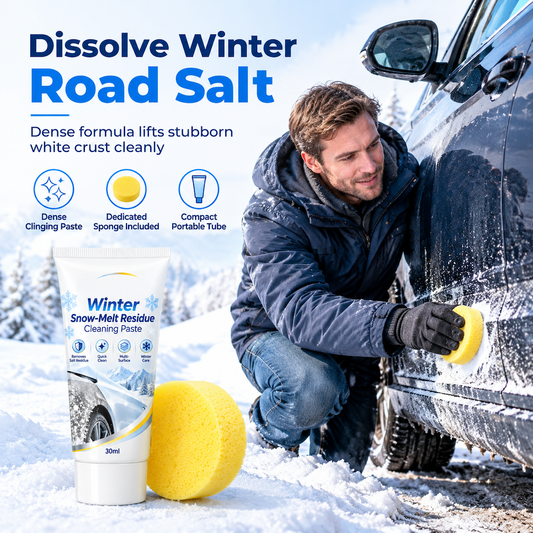 Pâte nettoyante hivernale pour éliminer les résidus de neige fondue et les taches de sel sur la carrosserie, avec éponge de nettoyage, 30 ml