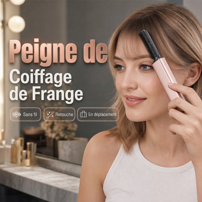 💇‍♀️✨-50% Peigne lissant chauffant sans fil, sans fil, défrisage doux, idéal pour les déplacements 🧳