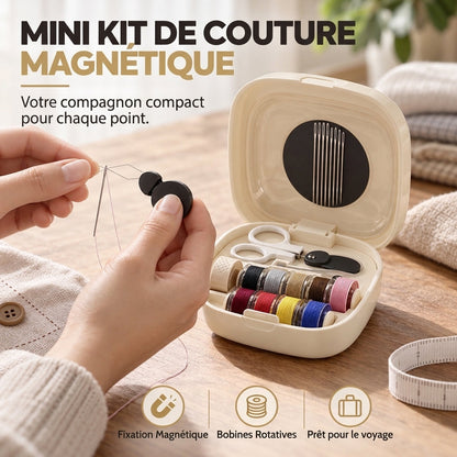 Kit de couture magnétique portable avec bobines de fil roulantes