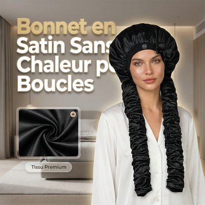 ✨ Comme si vos cheveux recevaient une couche de protection soyeuse ! Ce bonnet de nuit extra-long enveloppe les cheveux épais et aide à former des boucles douces sans chaleur – sans serrer.