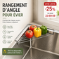 Étagère d'angle en acier inoxydable pour évier