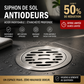 Siphon de sol rond anti-odeurs en acier inoxydable brossé