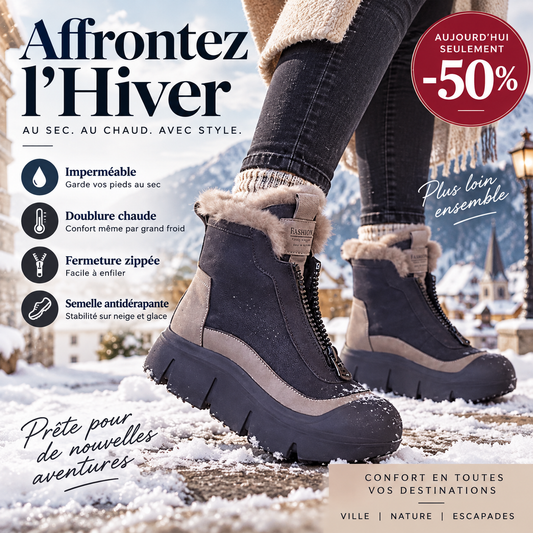 ✨Bottes de neige chaudes et imperméables avec fermeture éclair pour femmes